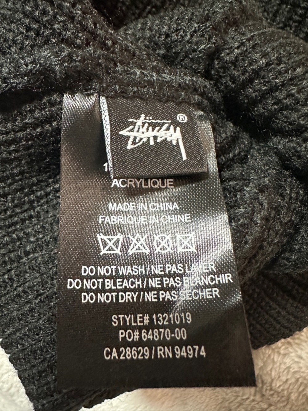 Stussy Stock Cuff Beanie Black White Logo Knit Hat OS - Picture 3 of 3
